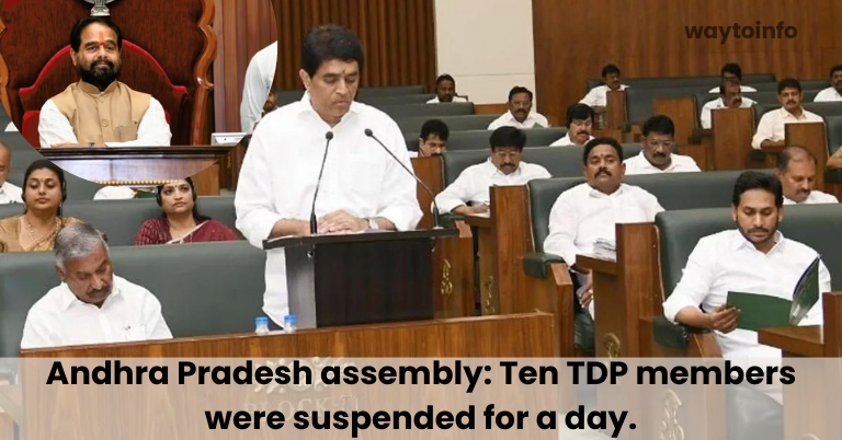 Andhra Pradesh assembly: Ten TDP members were suspended for a day.