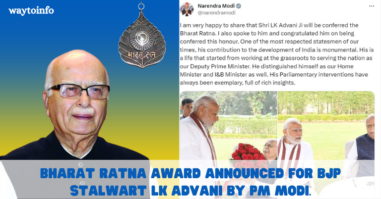 Bharat Ratna Award announced for BJP stalwart LK Advani by PM Modi.